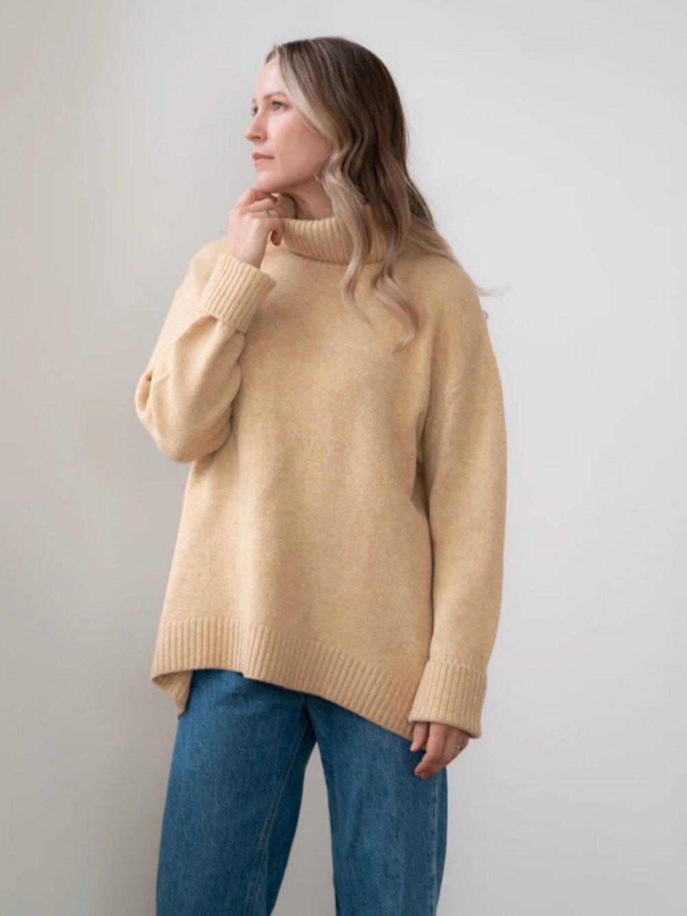 Echo Verde Dog Walker Chunky Cowl Turtleneck Sweater Oversized Long Slouchy Cozy - Picture 2 of 10